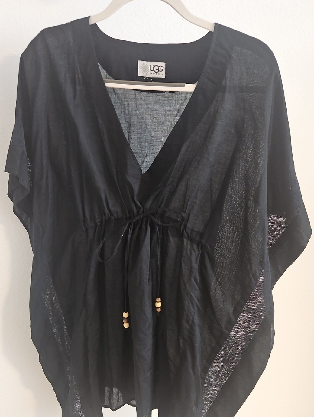 UGG Black Sheer Tie-Waist Cover-Up Xs